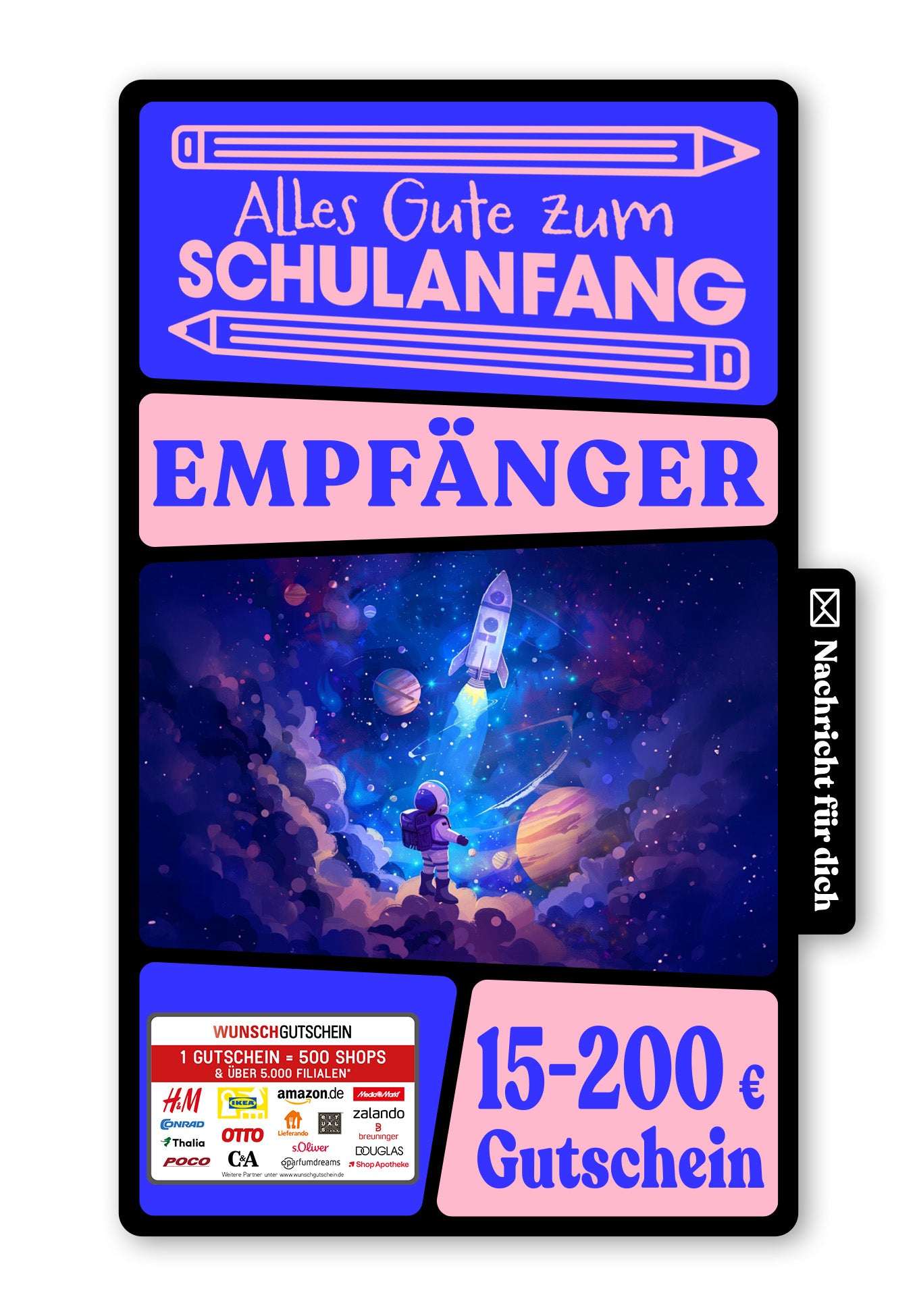 Wunschgutschein Digital - Abenteuer Schule beginnt - Astronaut – Geschenkgutschein Ansicht 1