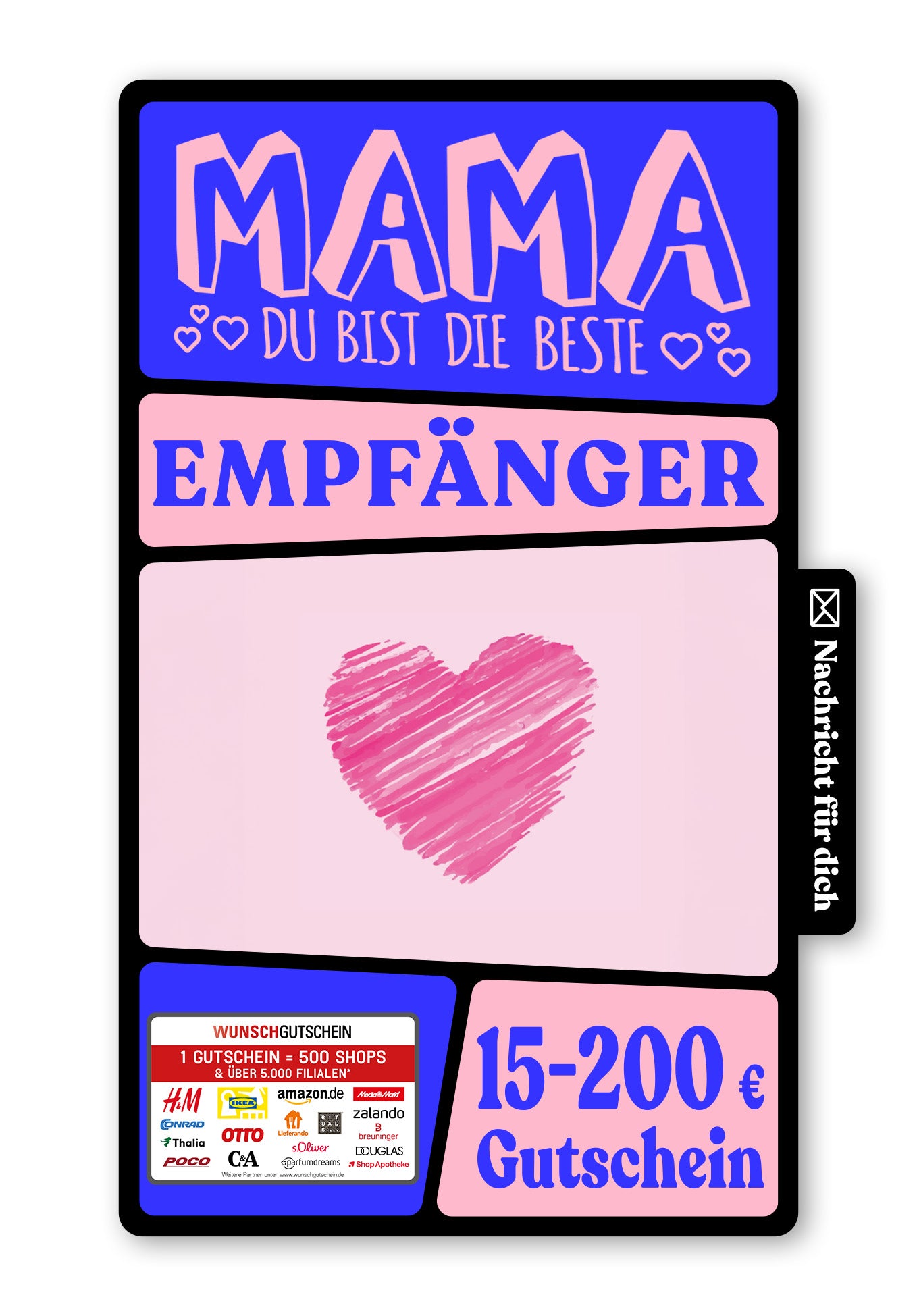 Wunschgutschein Digital - Für Mama - Herz – Geschenkgutschein Ansicht 1