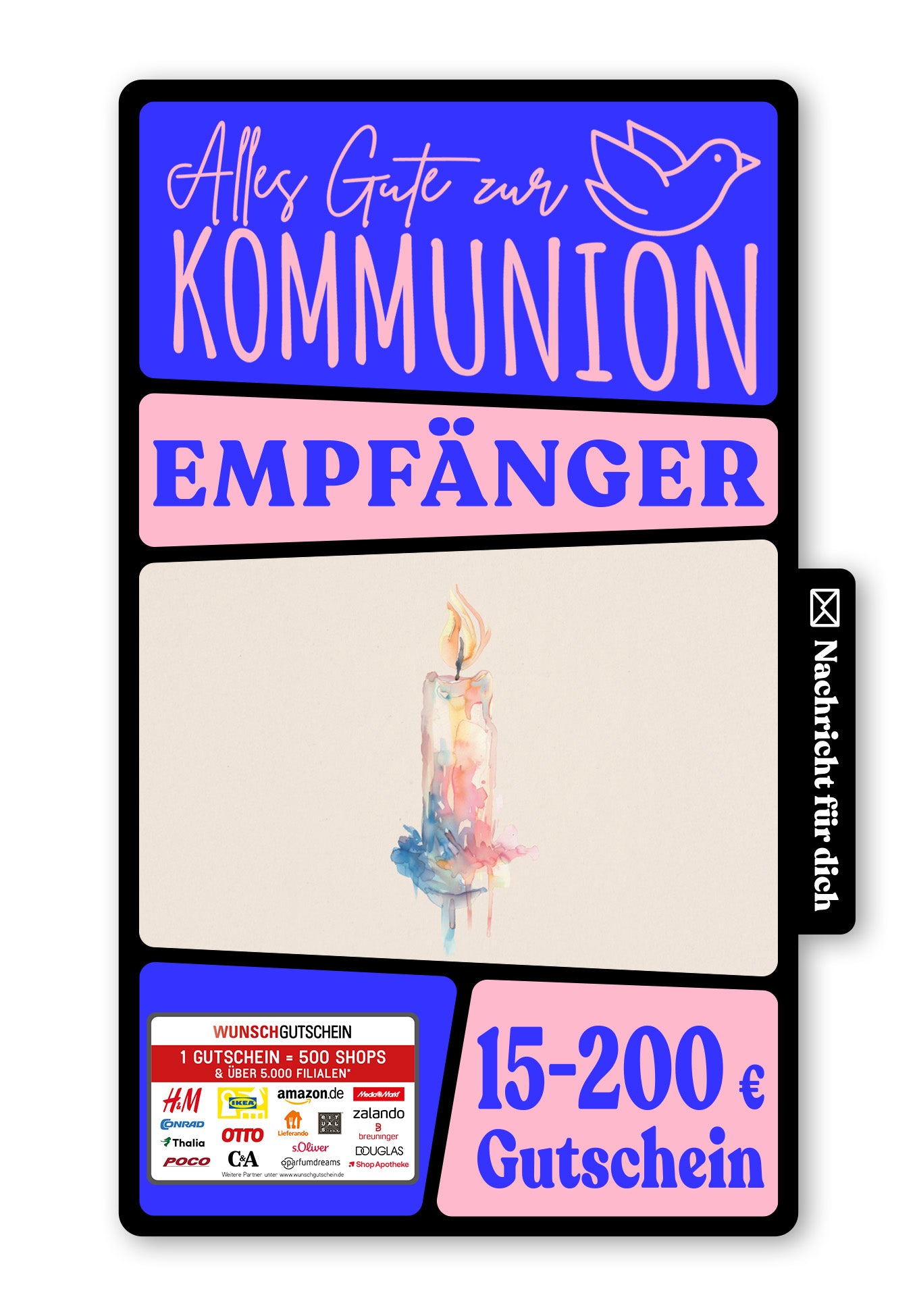 Wunschgutschein Digital - Zur Konfirmation - Kerze Aquarell – Geschenkgutschein Ansicht 1