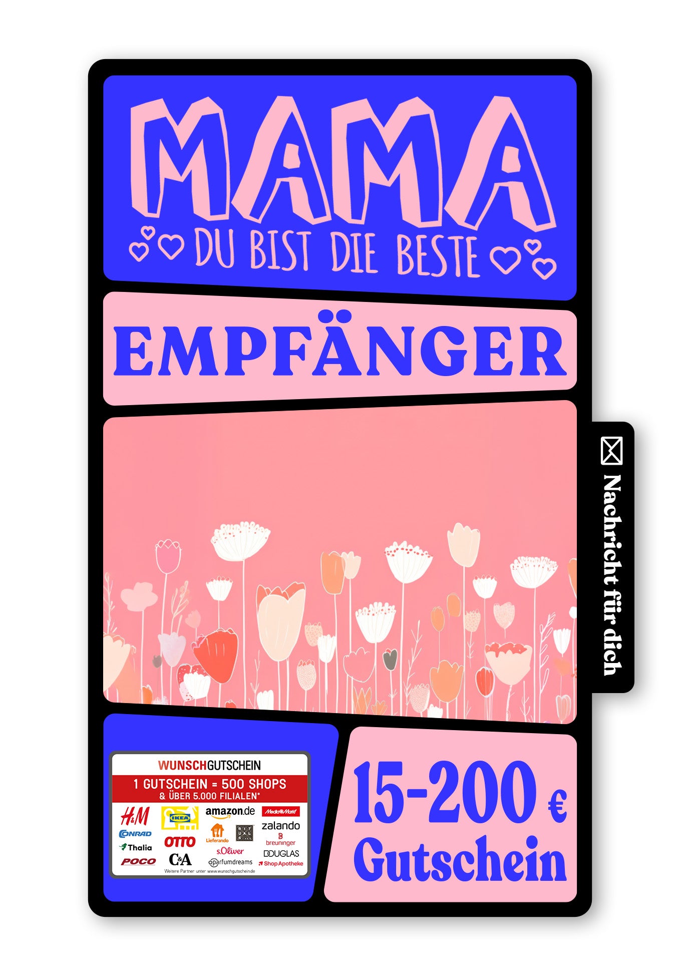 Wunschgutschein Digital - Alles Gute zum Muttertag - Blumenwiese – Geschenkgutschein Ansicht 1