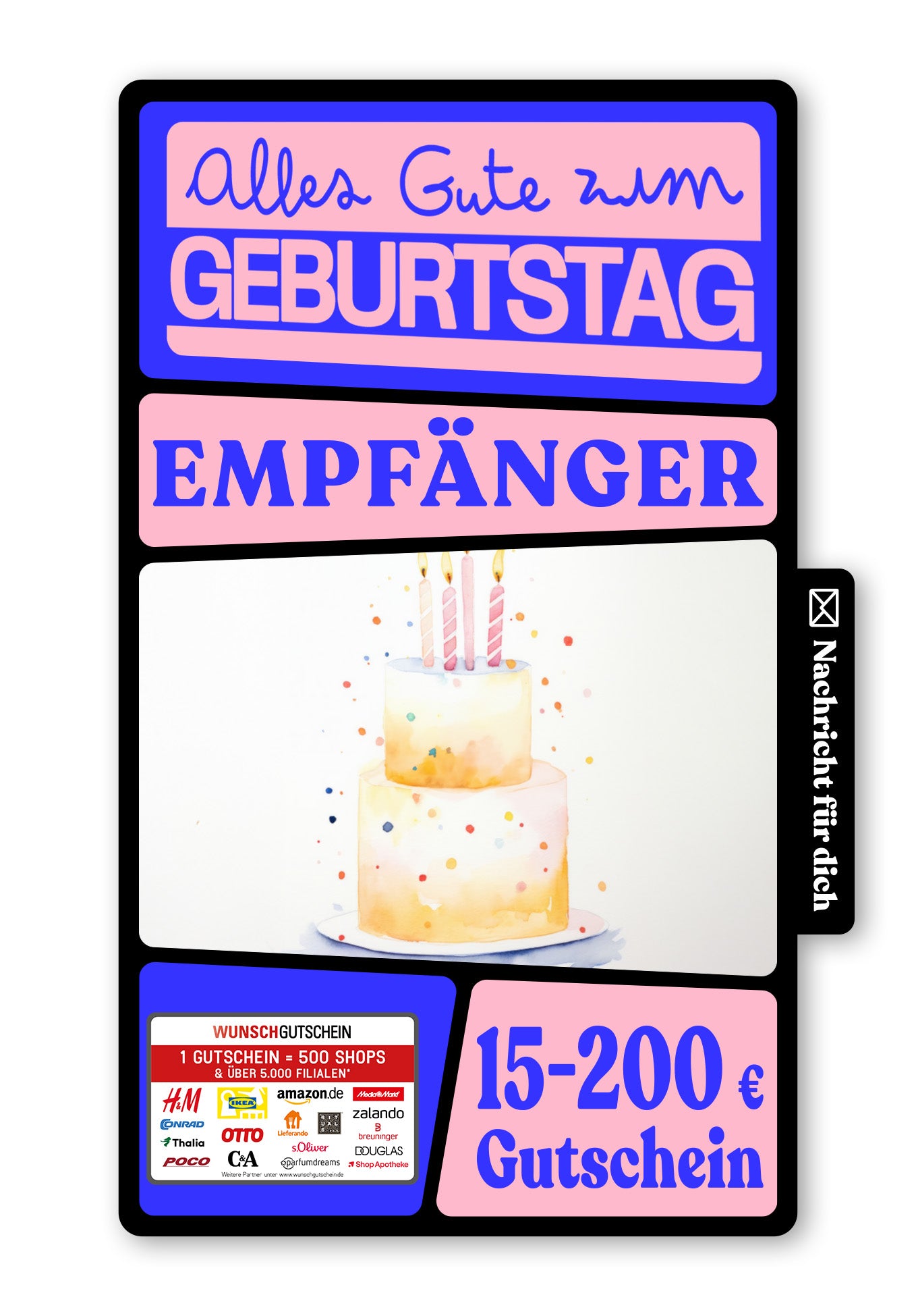 Wunschgutschein Digital - Happy Birthday - Torte Gelb – Geschenkgutschein Ansicht 1