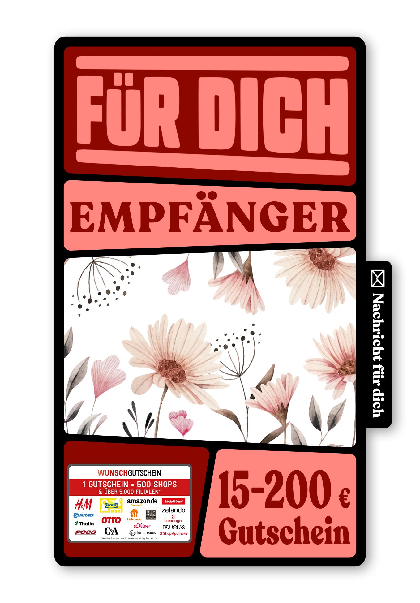 Wunschgutschein Digital - Für alle Wünsche - Blumen weiß – Geschenkgutschein Ansicht 1