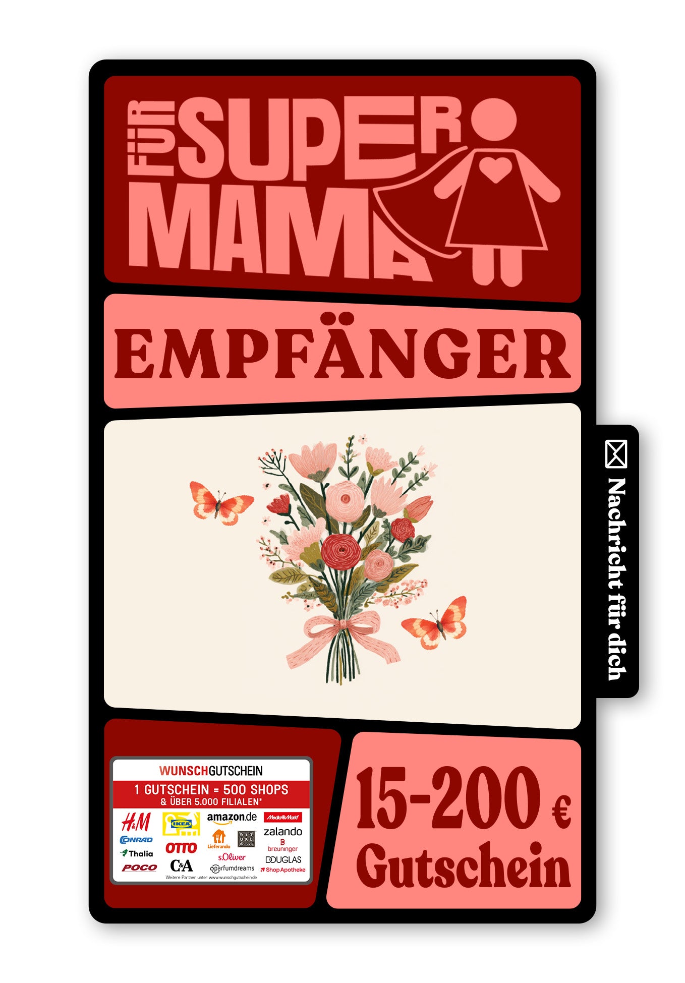 Wunschgutschein Digital - Für die beste Mama - Blumenstrauß Beige – Geschenkgutschein Ansicht 1