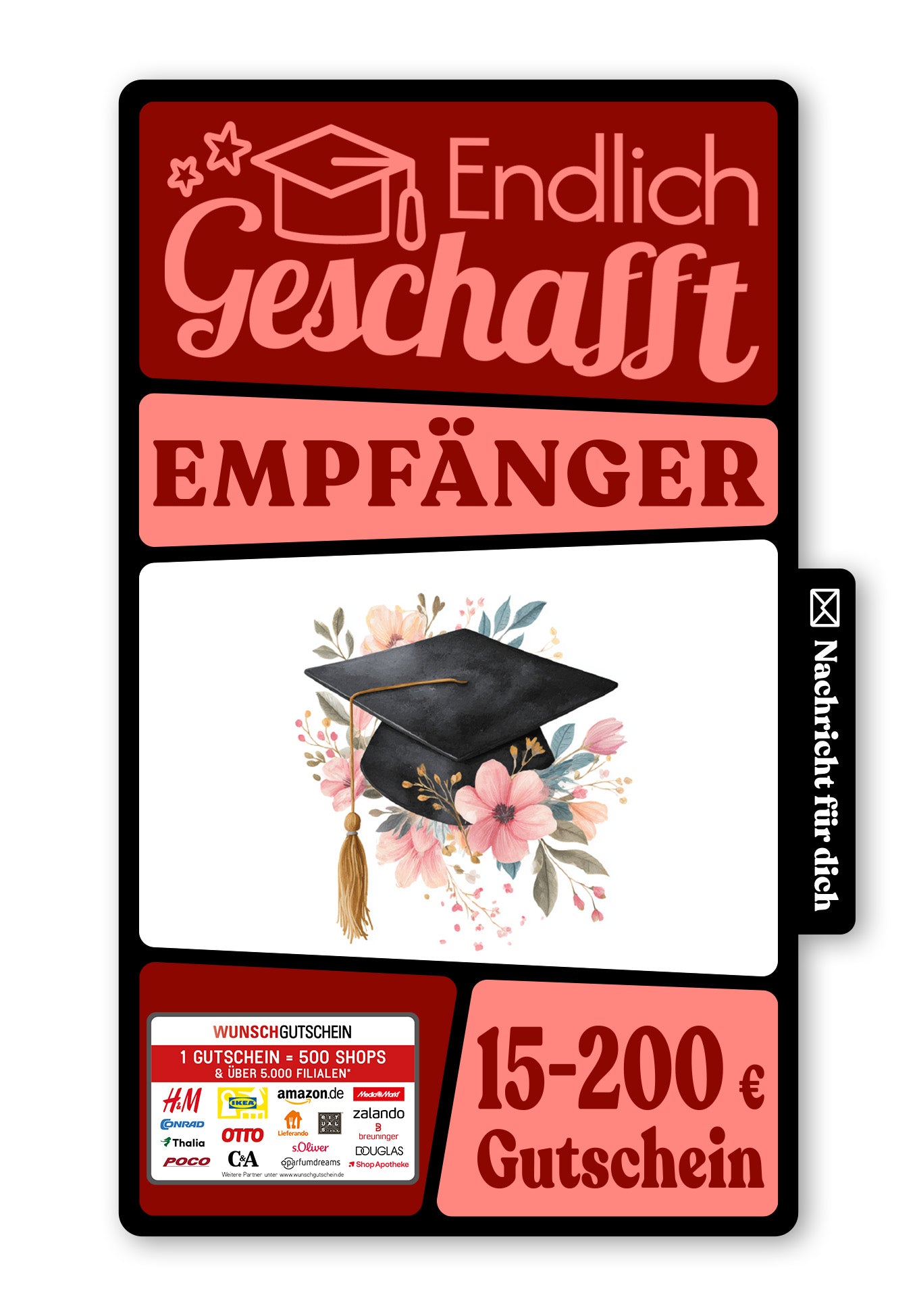 Wunschgutschein Digital - Gratulation - Hut mit Blumen – Geschenkgutschein Ansicht 1