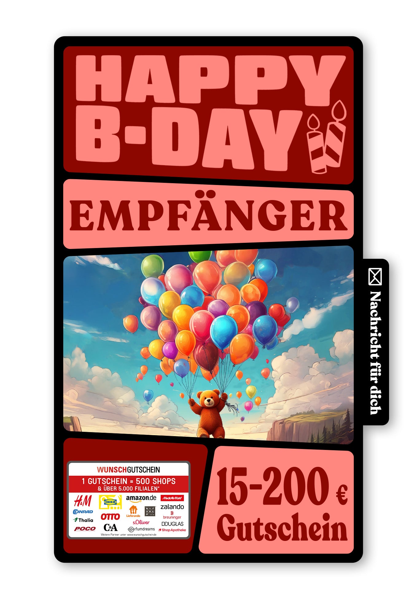 Wunschgutschein Digital - Happy Birthday - Bär – Geschenkgutschein Ansicht 1