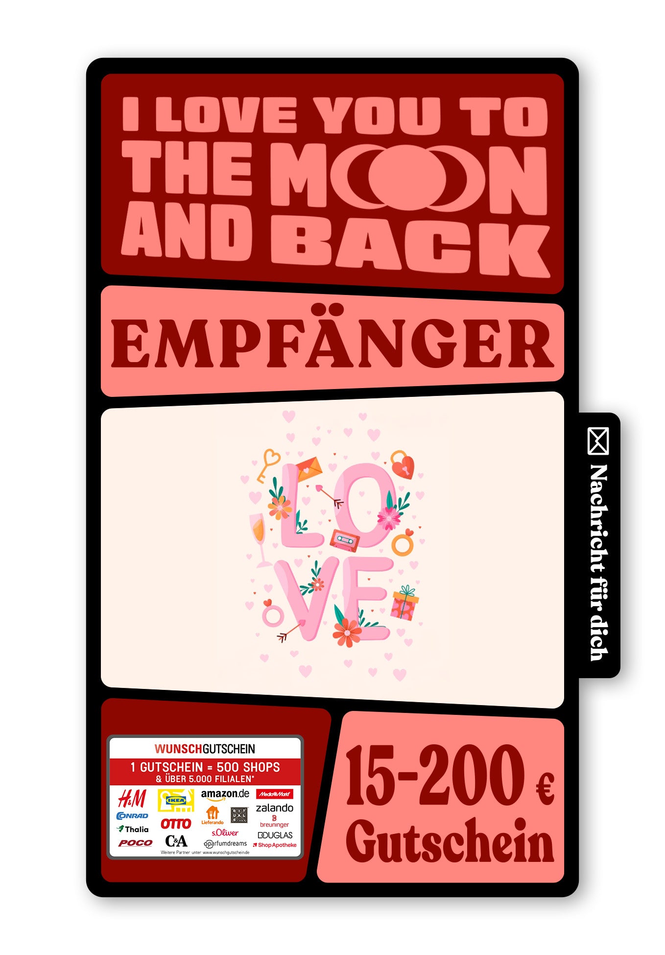 Wunschgutschein Digital - Love Rosa – Geschenkgutschein Ansicht 1