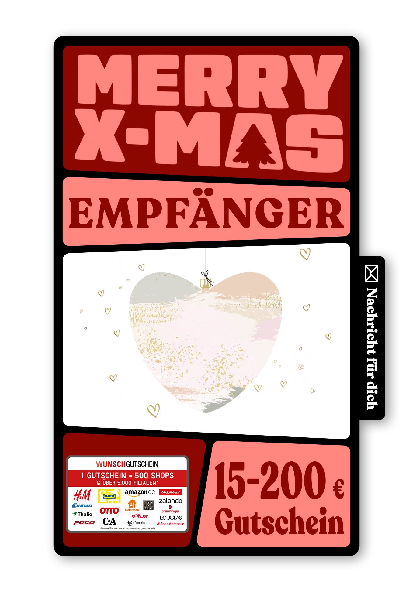 Wunschgutschein Digital - For you - Weihnachtsherz – Geschenkgutschein Ansicht 1