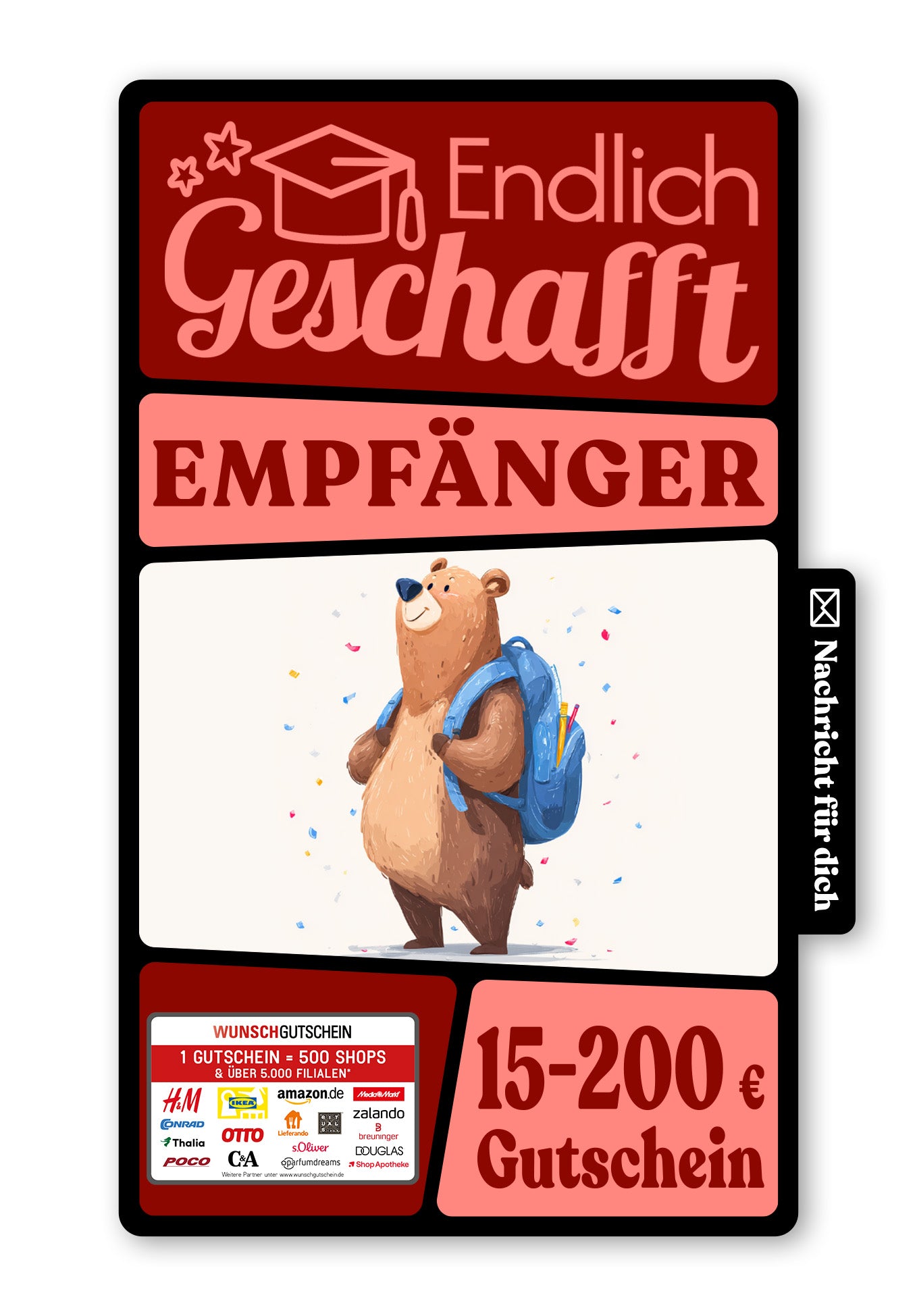 Wunschgutschein Digital - Alles Gute Schulanfang - Bär – Geschenkgutschein Ansicht 1
