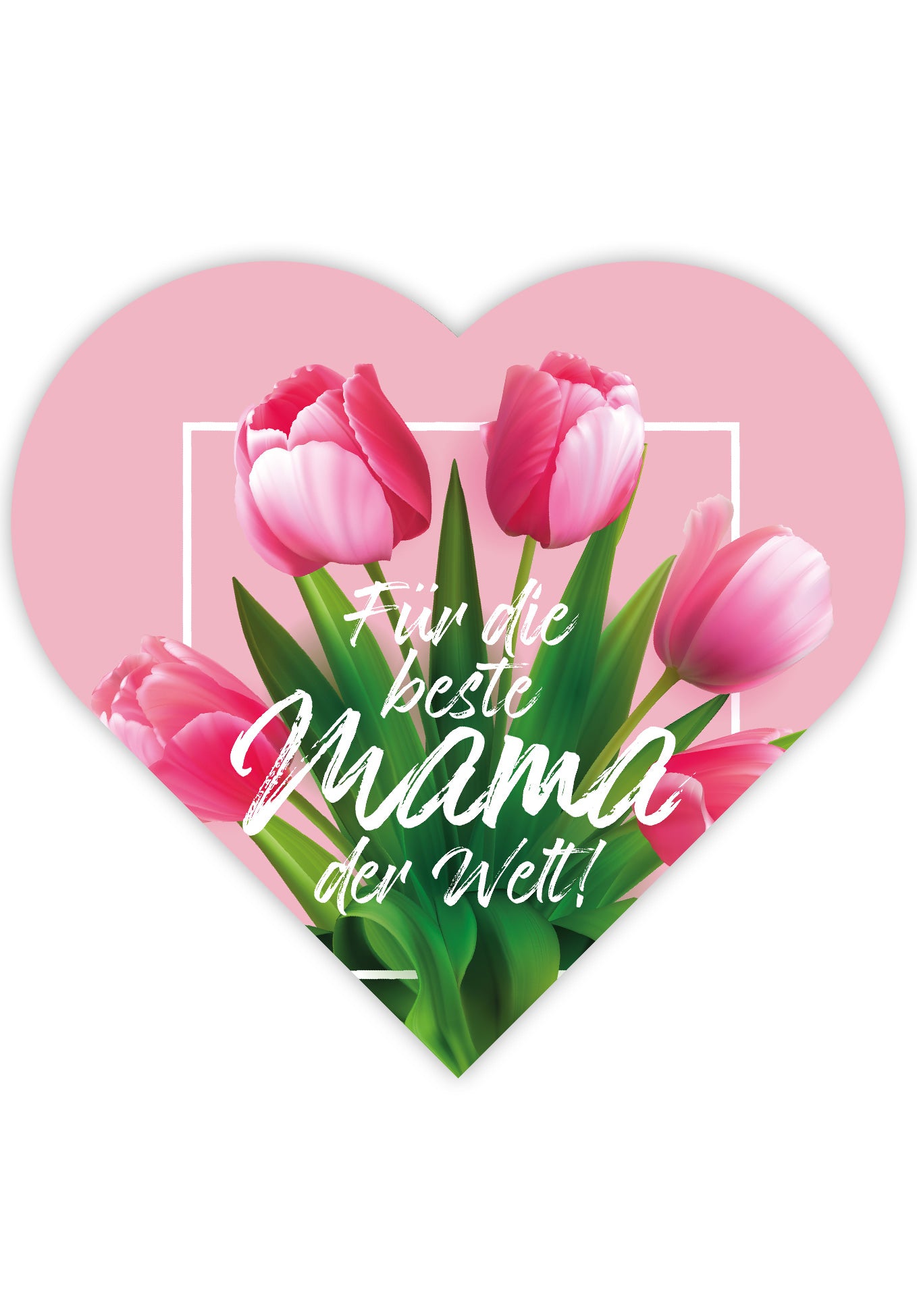 Für die beste Mama - Herzform Pinke Tulpen