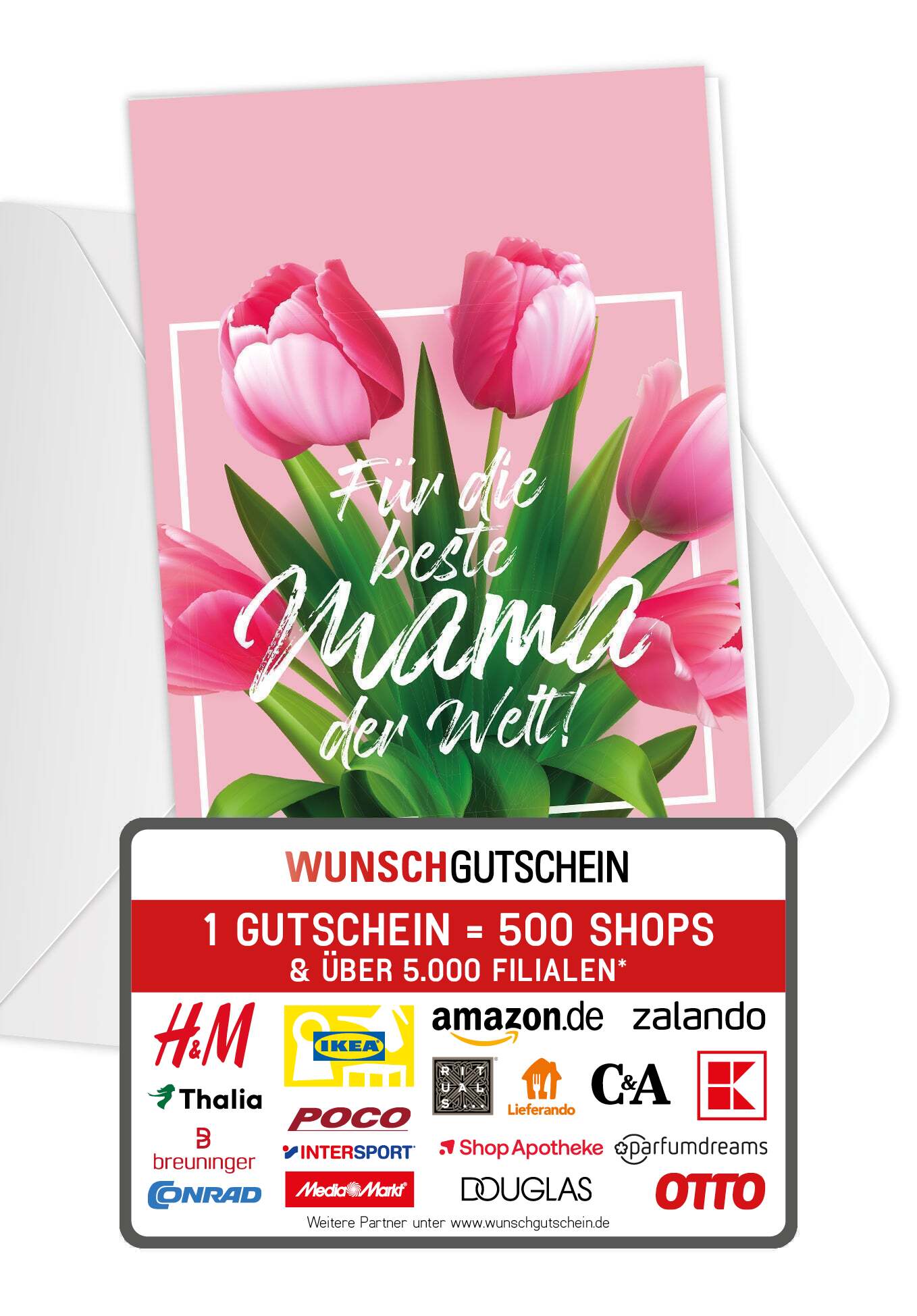 Für die beste Mama - Pinke Tulpen