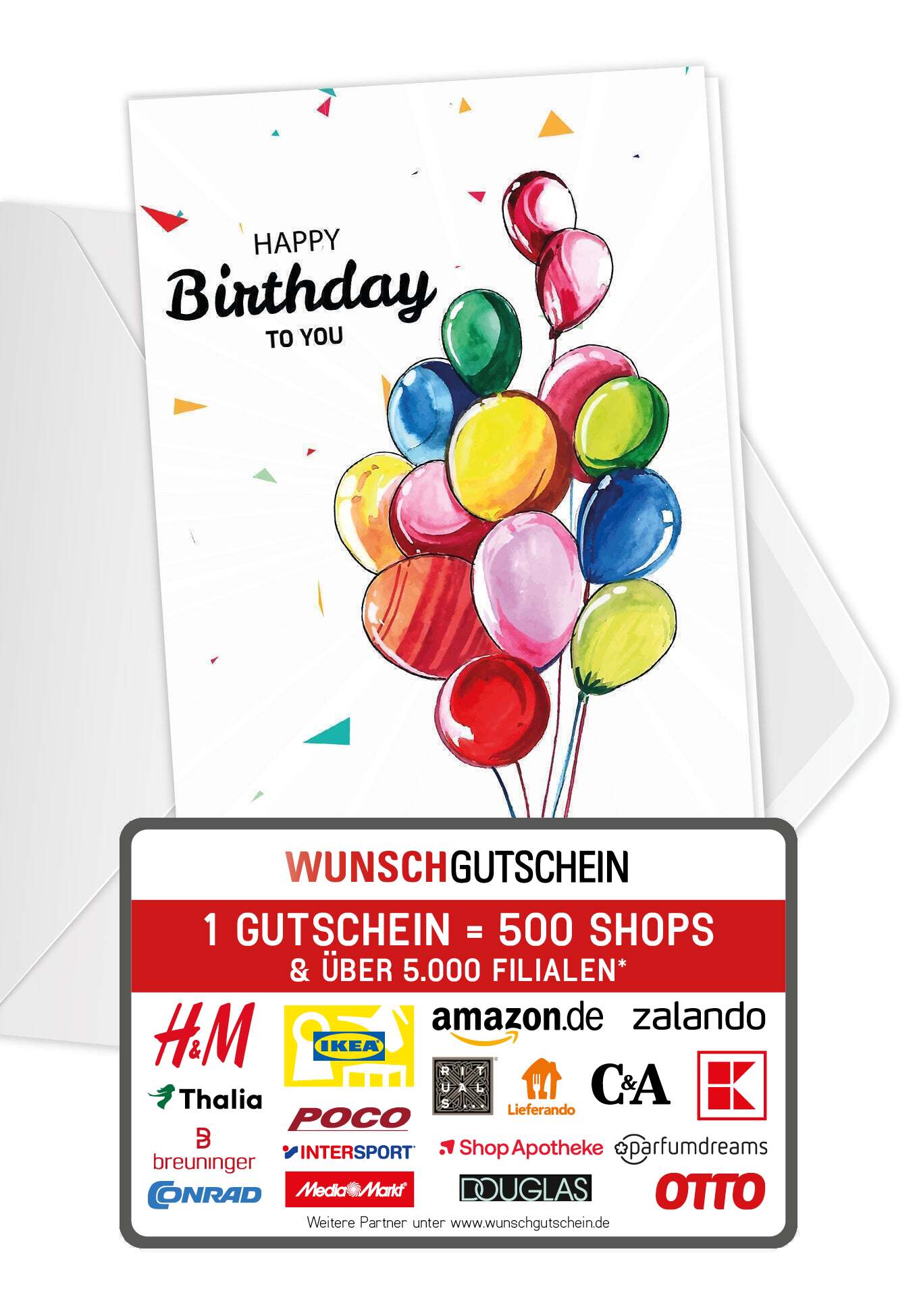 Happy Birthday - Bunte Ballons (Gutscheinwert)