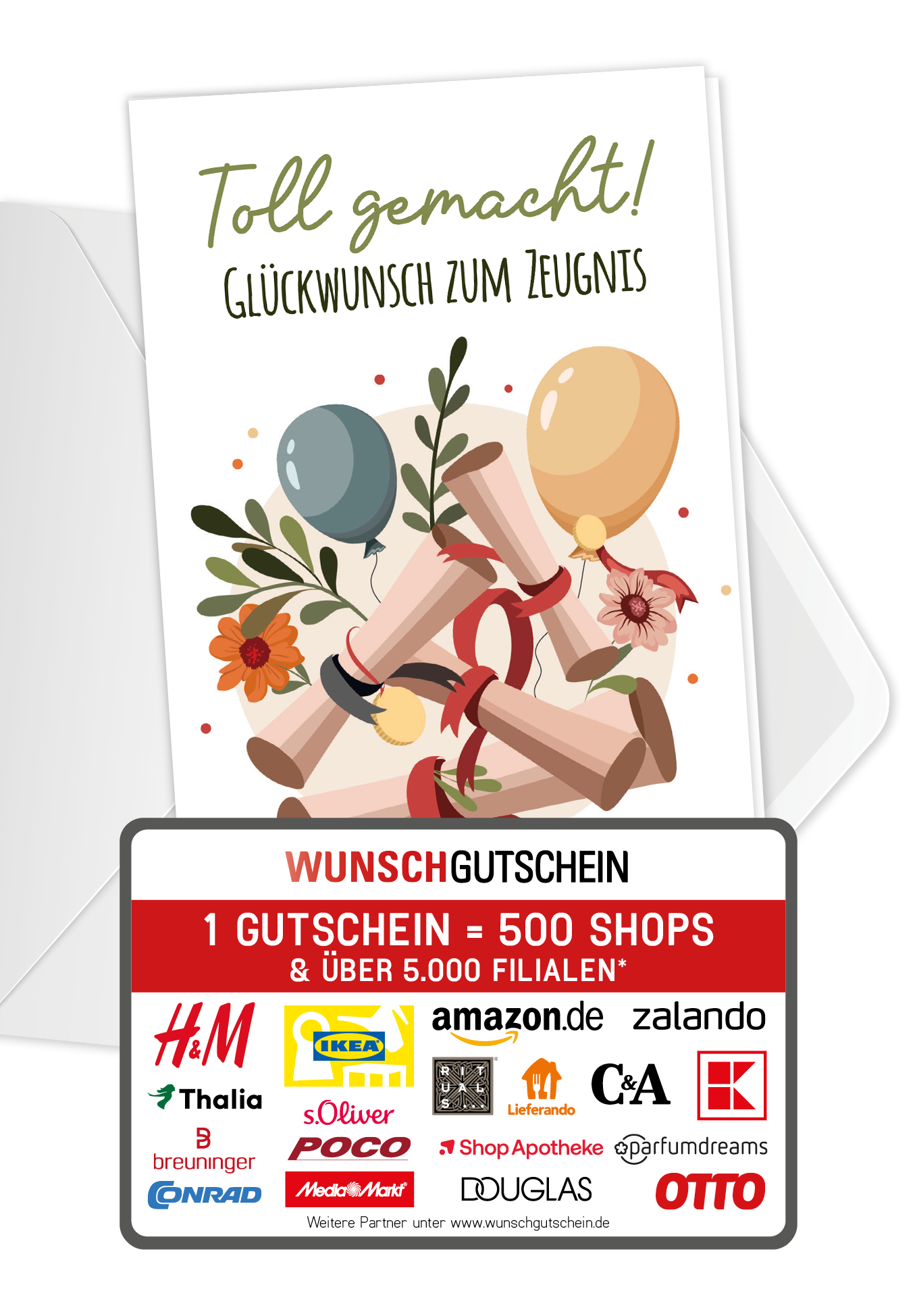 Wunschgutschein Toll gemacht - Ballons und Urkunden – Geschenkgutschein Ansicht 1