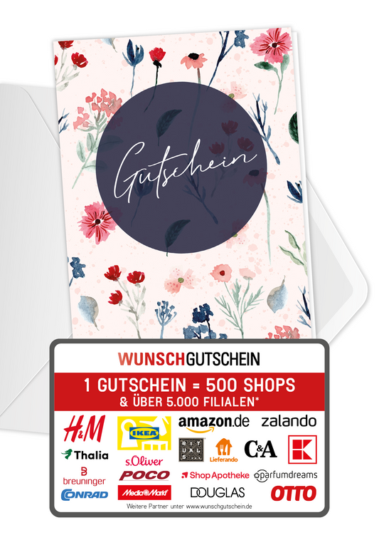Wunschgutschein Gutschein - Aquarell Blumen – Geschenkgutschein Ansicht 1
