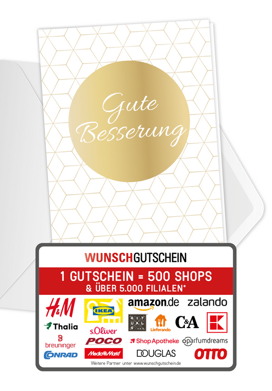 Wunschgutschein Gute Besserung - Gold – Geschenkgutschein Ansicht 1
