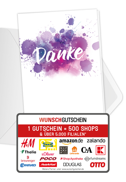 Wunschgutschein Danke - Lila – Geschenkgutschein Ansicht 1