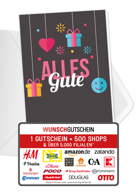 Wunschgutschein Alles Gute - Smiley – Geschenkgutschein Ansicht 1