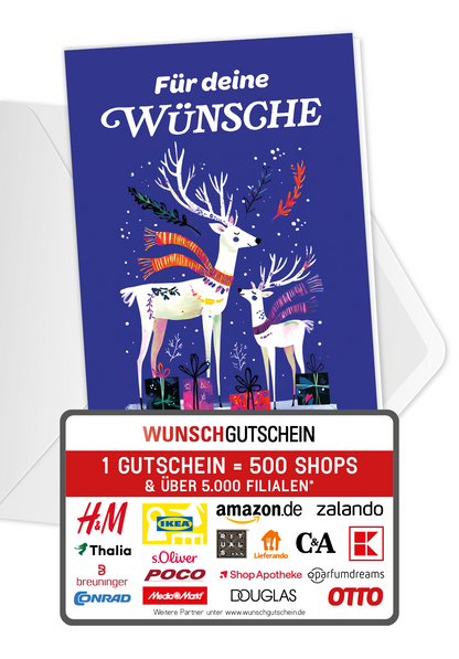 Wunschgutschein Für deine Wünsche - Rentier Pakete – Geschenkgutschein Ansicht 1