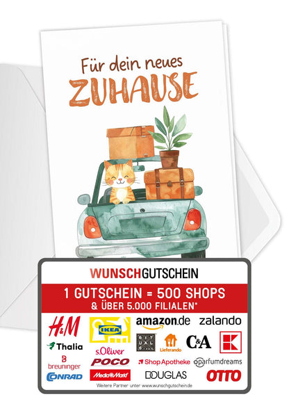 Wunschgutschein Für dein neues Zuhause - Auto Türkis – Geschenkgutschein Ansicht 1