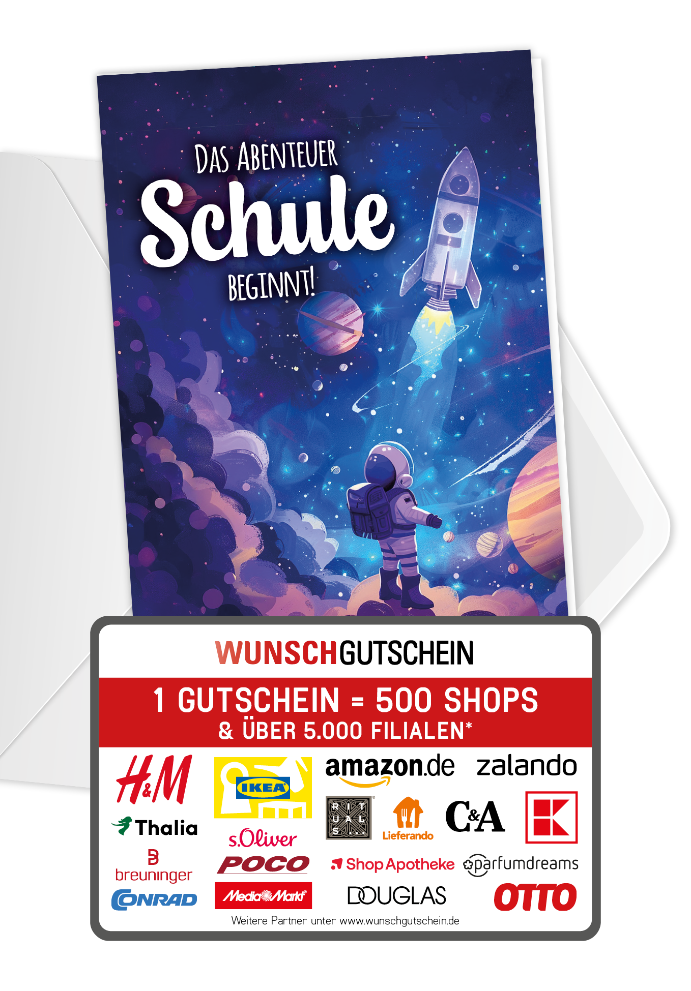 Wunschgutschein Abenteuer Schule beginnt - Astronaut – Geschenkgutschein Ansicht 1