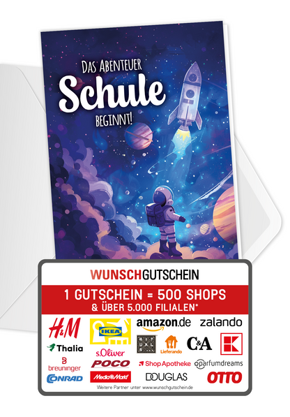 Wunschgutschein Abenteuer Schule beginnt - Astronaut – Geschenkgutschein Ansicht 1