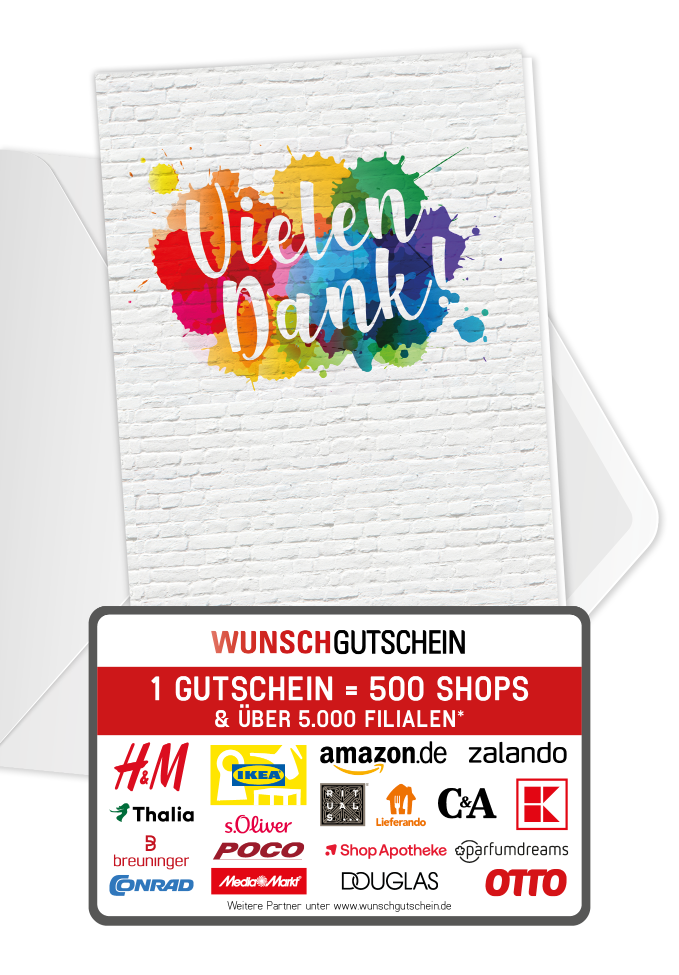 Wunschgutschein Vielen Dank - Bunte Kleckse – Geschenkgutschein Ansicht 1