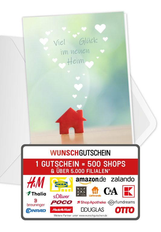 Wunschgutschein Viel Glück Heim - Haus – Geschenkgutschein Ansicht 1