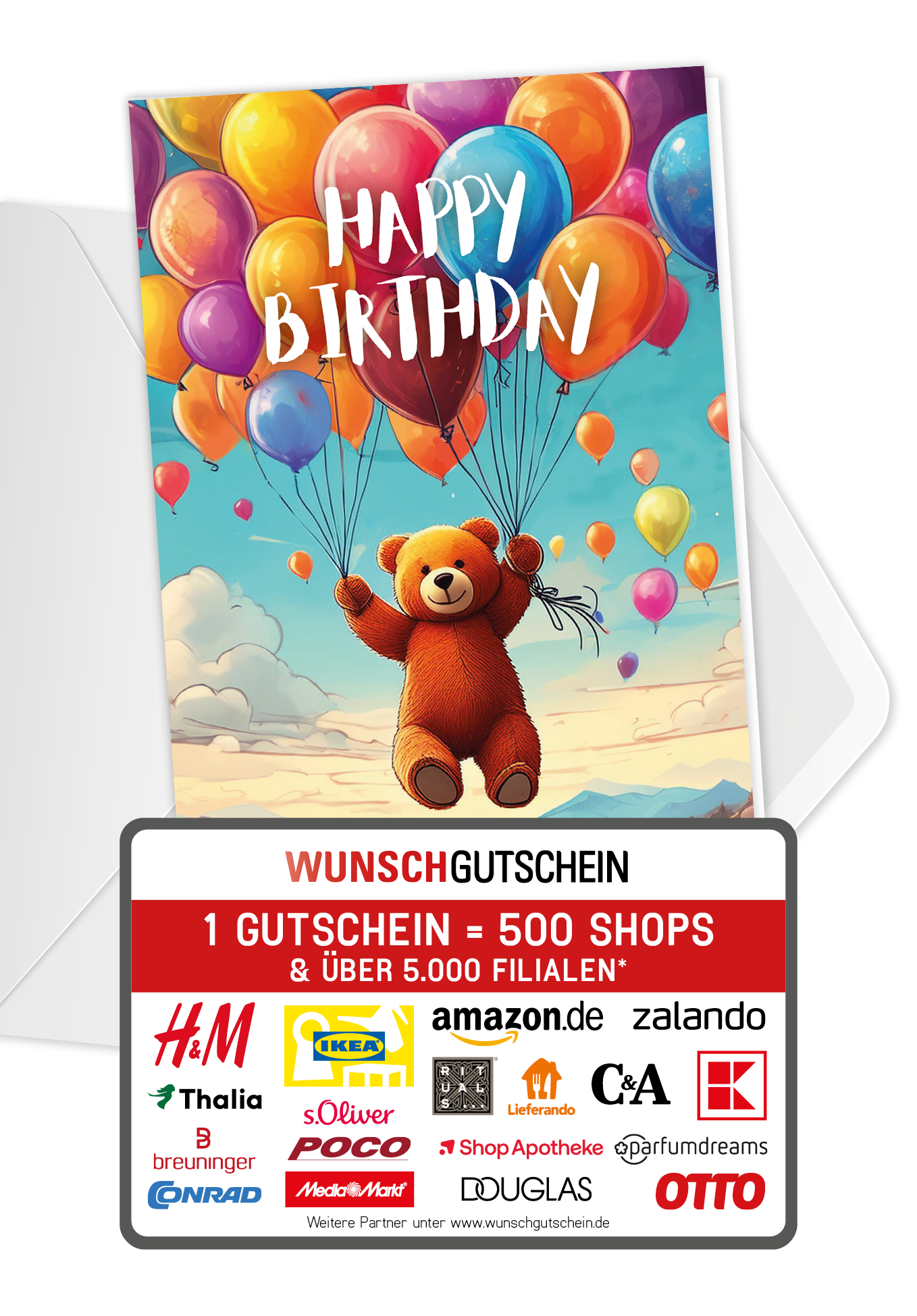 Wunschgutschein Happy Birthday - Bär – Geschenkgutschein Ansicht 1