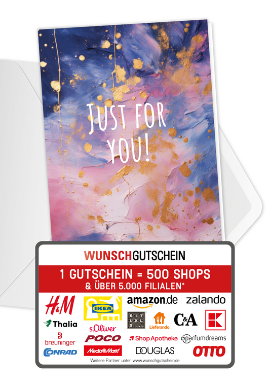 Wunschgutschein Just for you - Rosa Gold – Geschenkgutschein Ansicht 1