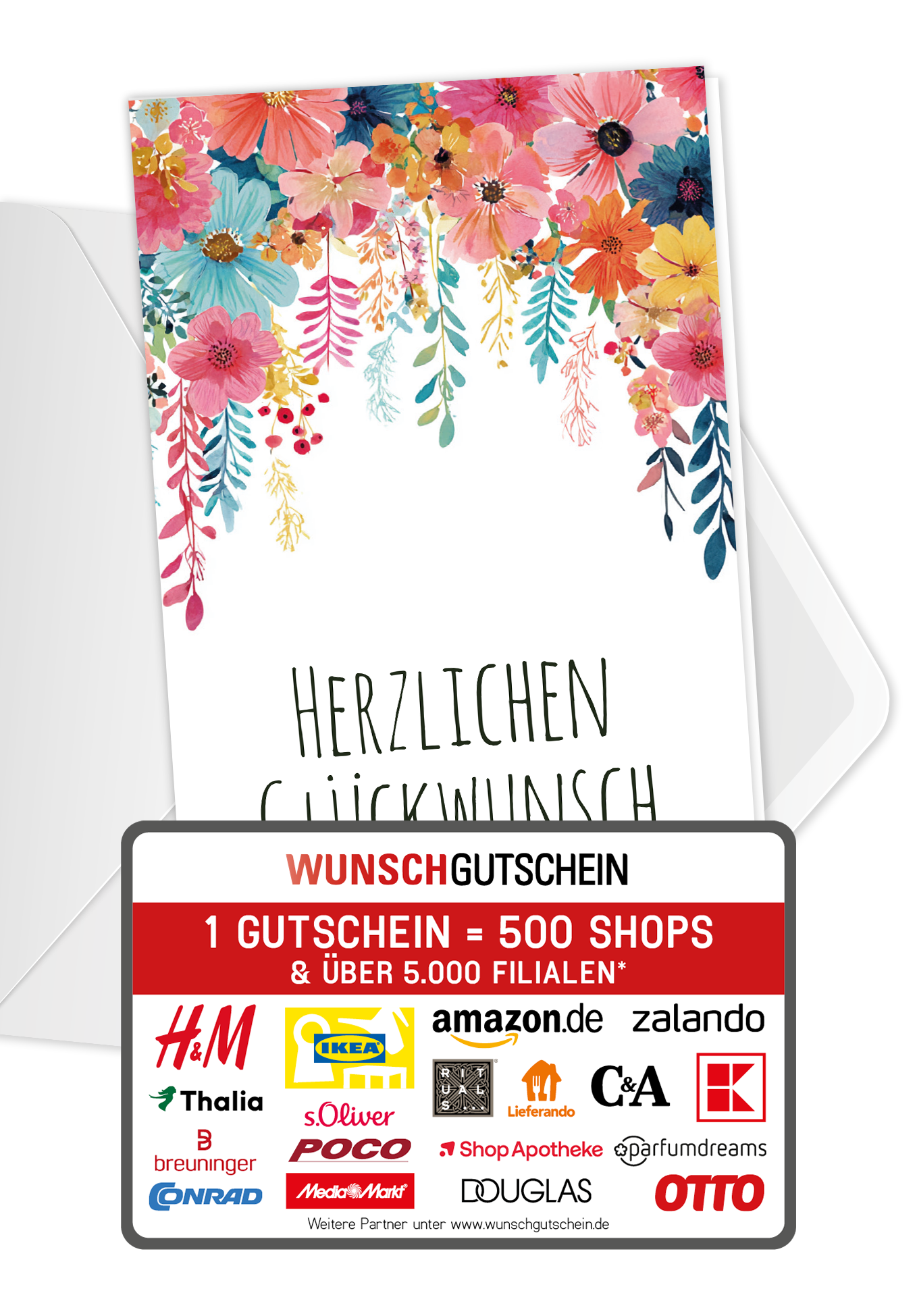 Wunschgutschein Herzlichen Glückwunsch - Blumen Hängend – Geschenkgutschein Ansicht 5