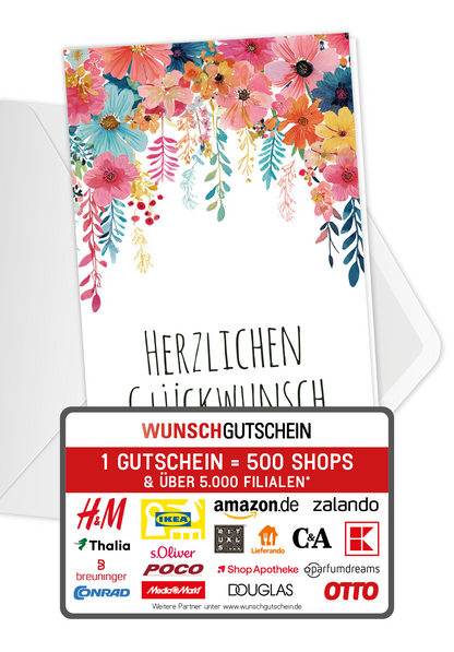 Wunschgutschein Herzlichen Glückwunsch - Blumen Hängend – Geschenkgutschein Ansicht 5