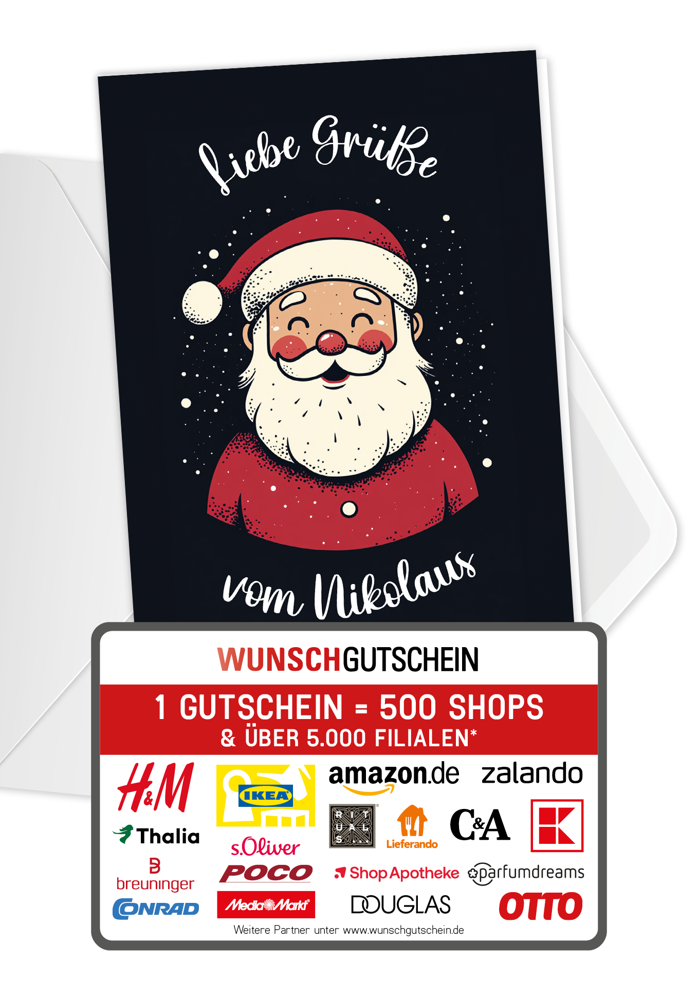 Wunschgutschein Liebe Grüße von Nikolaus - Nikolaus PDF – Geschenkgutschein Ansicht 1