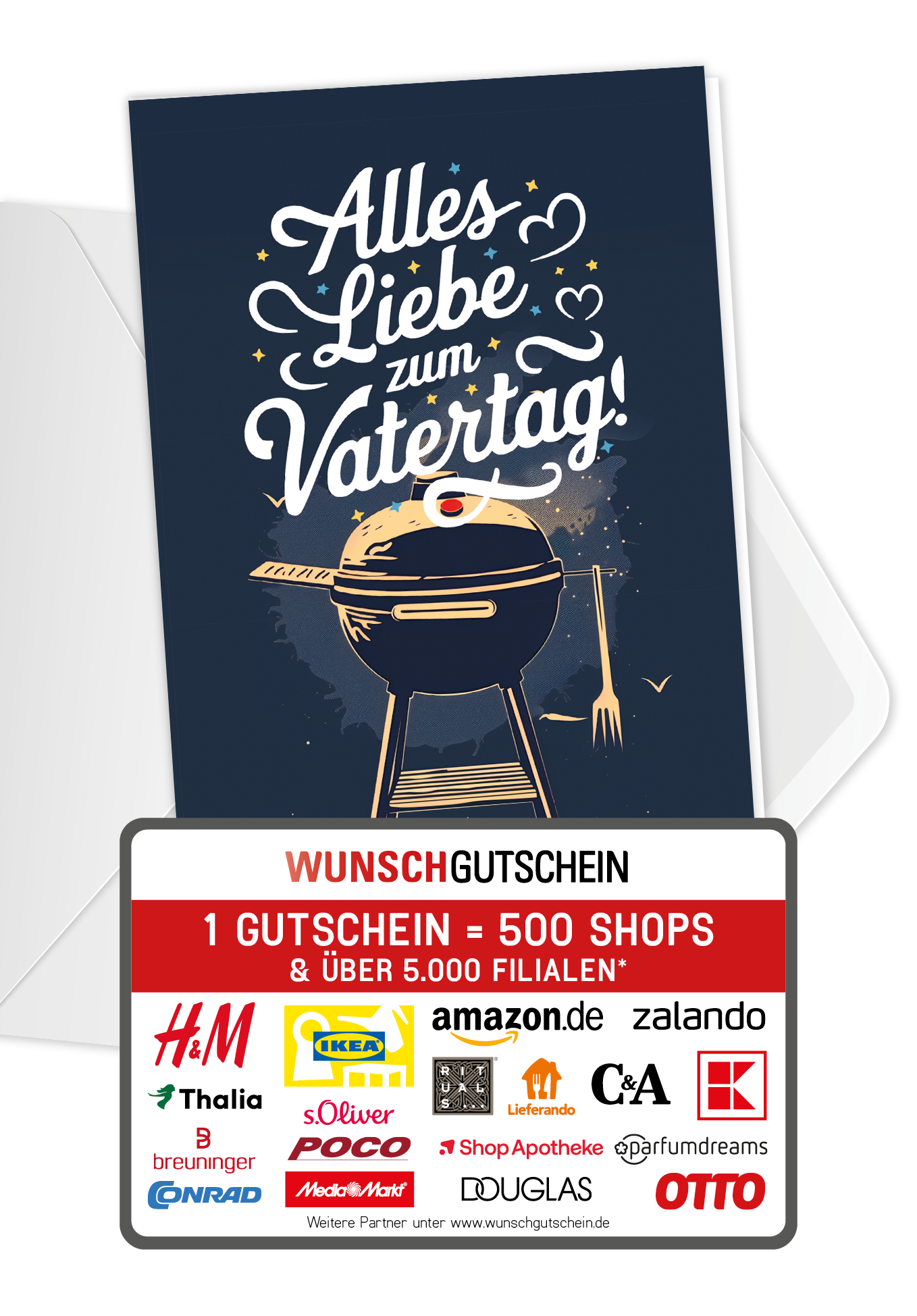 Wunschgutschein Alles Liebe Vatertag - Grill Blau PDF – Geschenkgutschein Ansicht 1