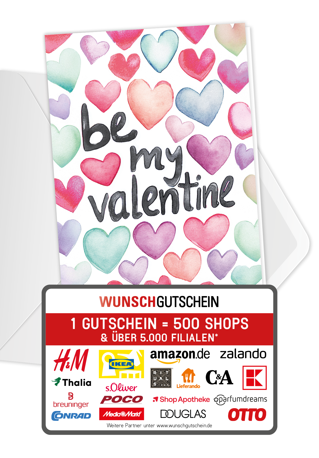 Wunschgutschein Be my Valentine - Herzen PDF – Geschenkgutschein Ansicht 1
