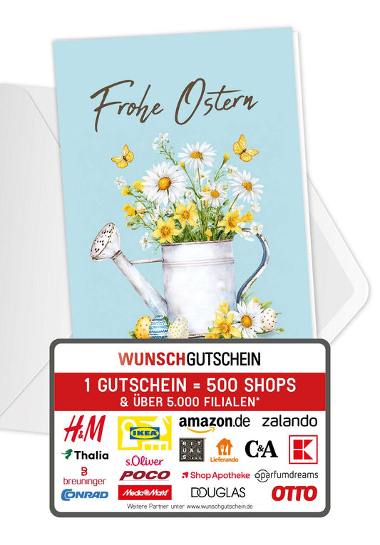 Wunschgutschein Frohe Ostern - Gießkanne – Geschenkgutschein Ansicht 1