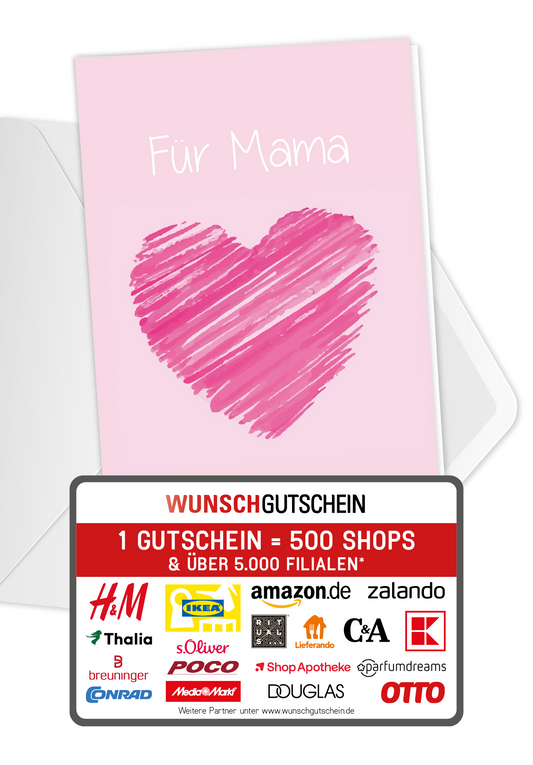 Wunschgutschein Für Mama - Herz PDF – Geschenkgutschein Ansicht 1
