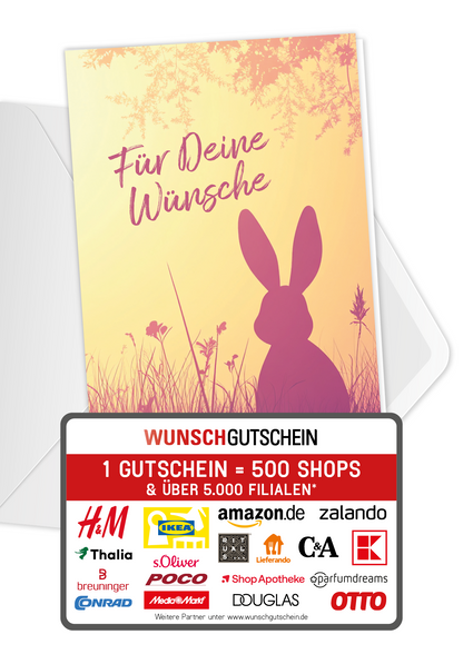 Wunschgutschein Für Deine Wünsche - Hase Silhouette – Geschenkgutschein Ansicht 1
