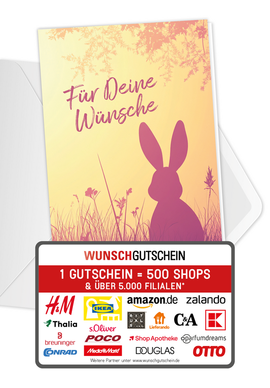Wunschgutschein Für Deine Wünsche - Hase Silhouette – Geschenkgutschein Ansicht 1