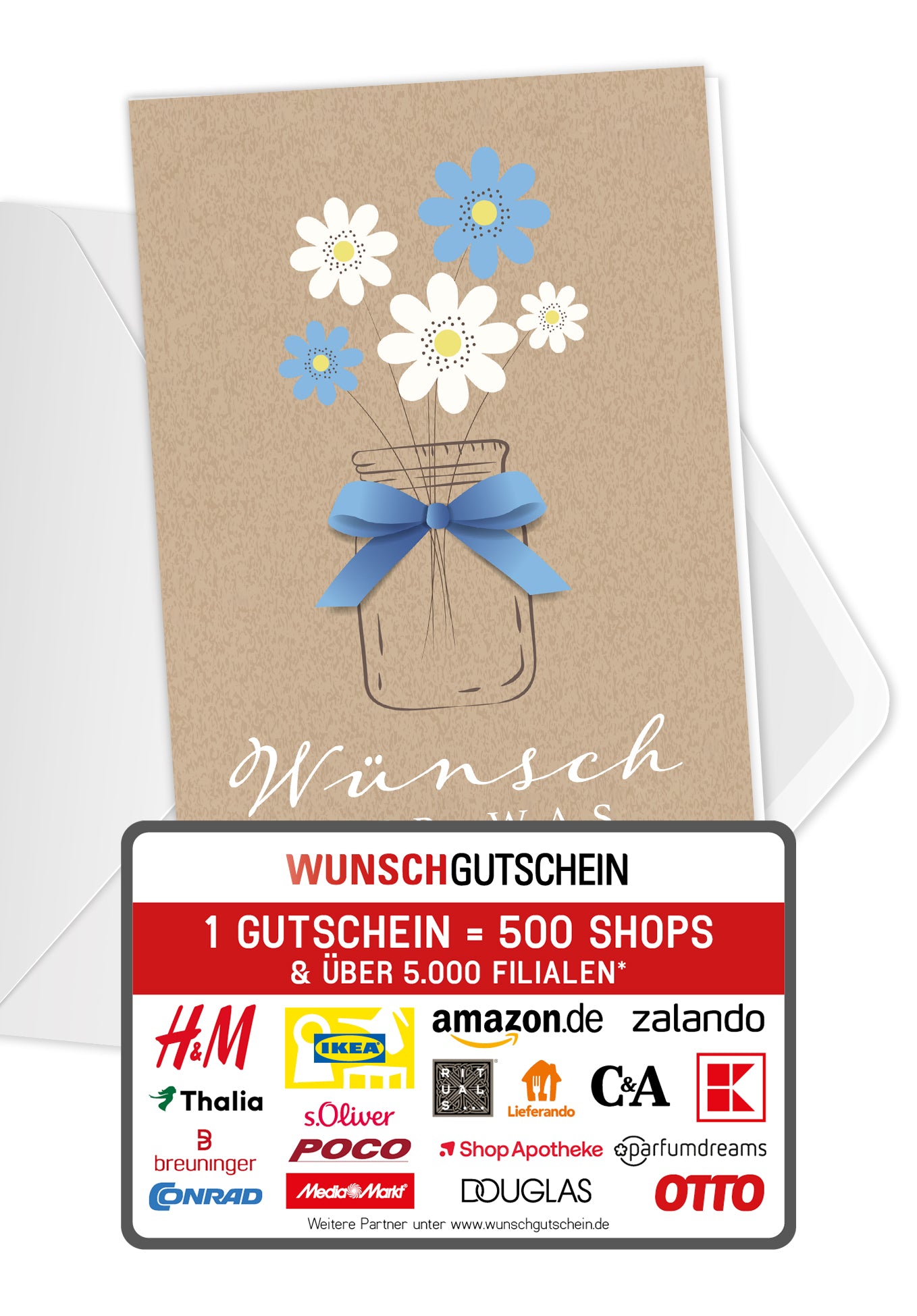 Wunschgutschein Wünsch dir was - Blumen Kraftpapier – Geschenkgutschein Ansicht 1