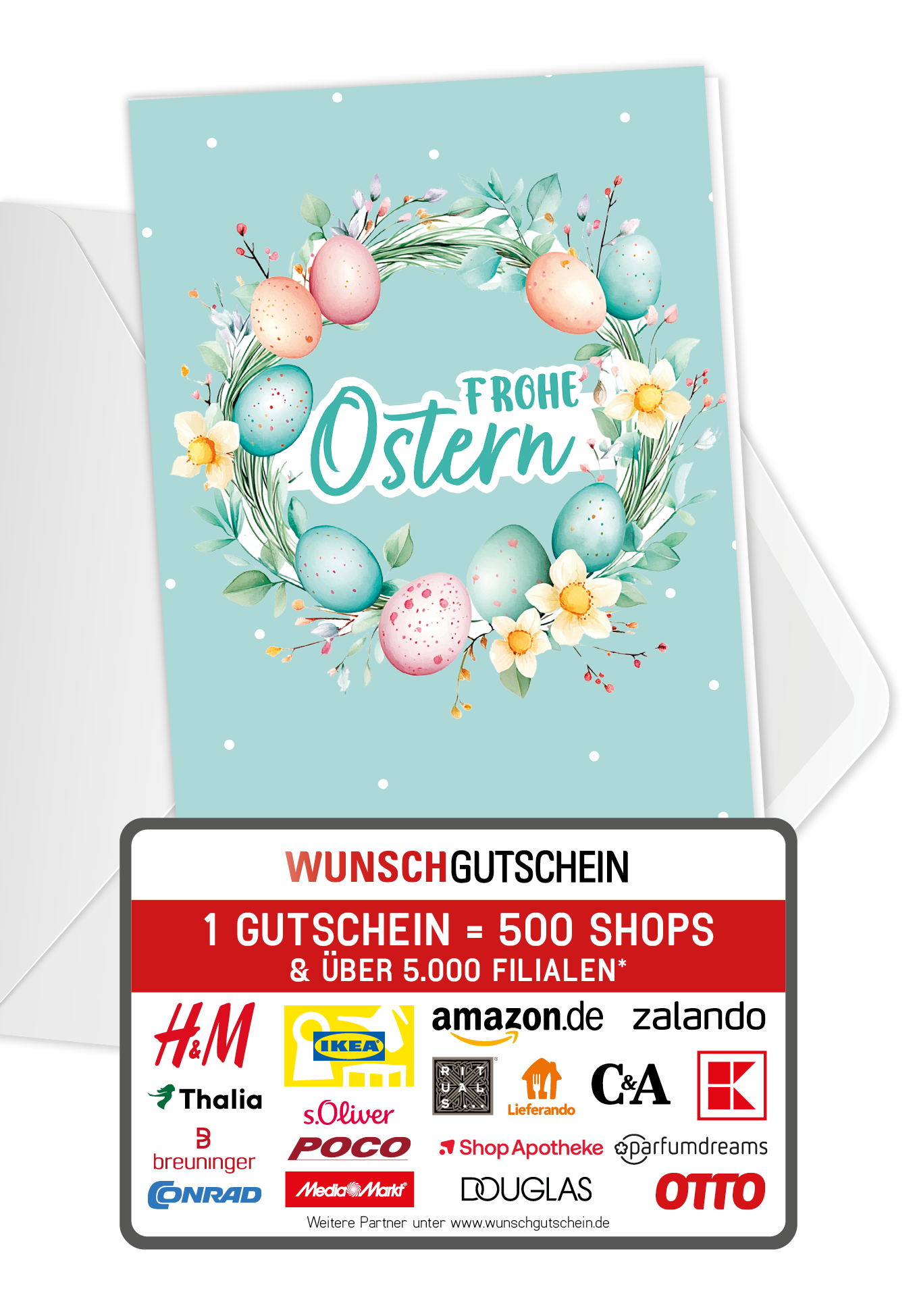 Wunschgutschein Frohe Ostern - Eierkranz – Geschenkgutschein Ansicht 1