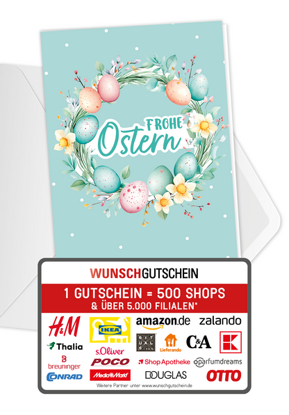 Wunschgutschein Frohe Ostern - Eierkranz – Geschenkgutschein Ansicht 1