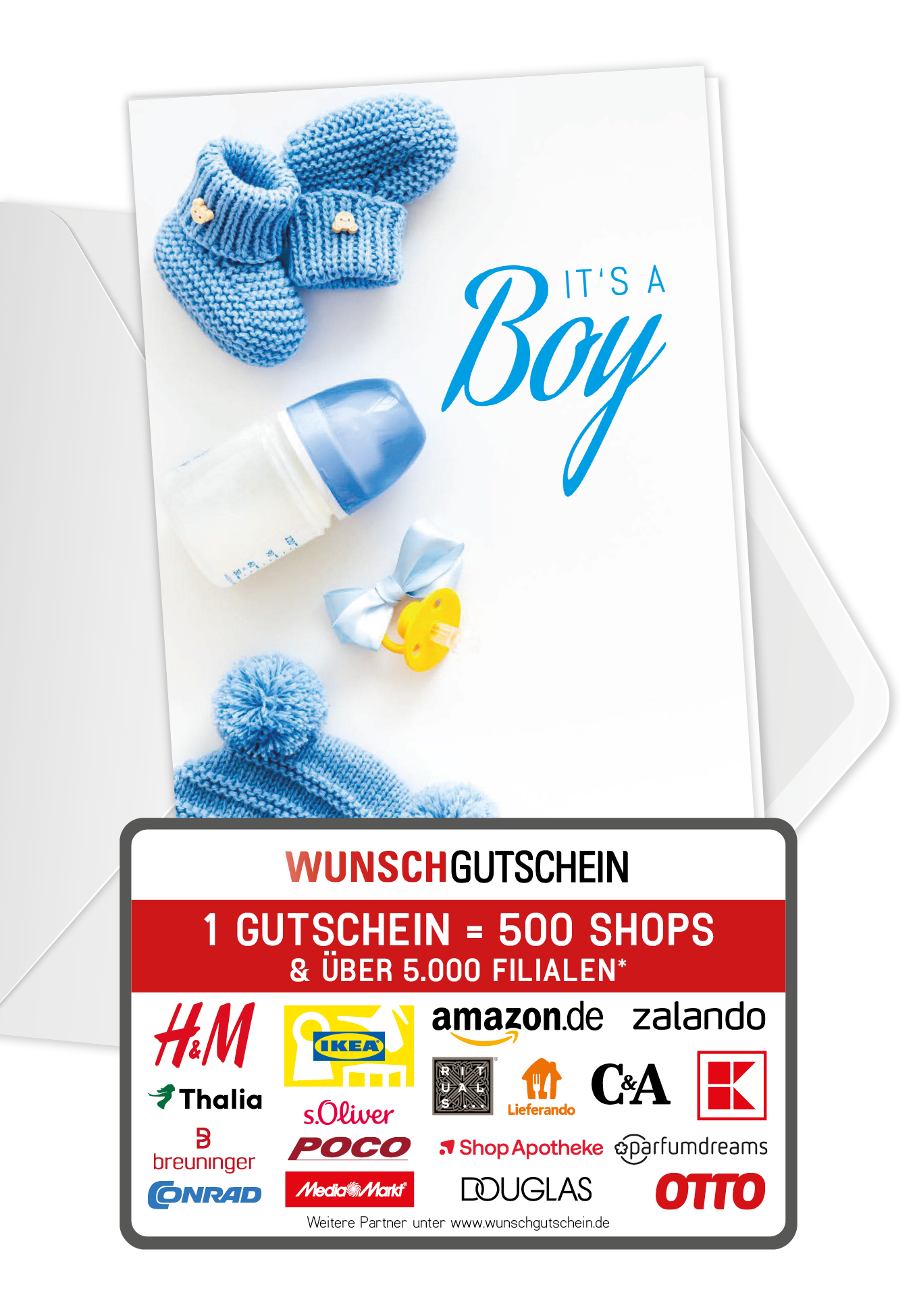 Wunschgutschein It's a Boy - Babyklamotten PDF – Geschenkgutschein Ansicht 1