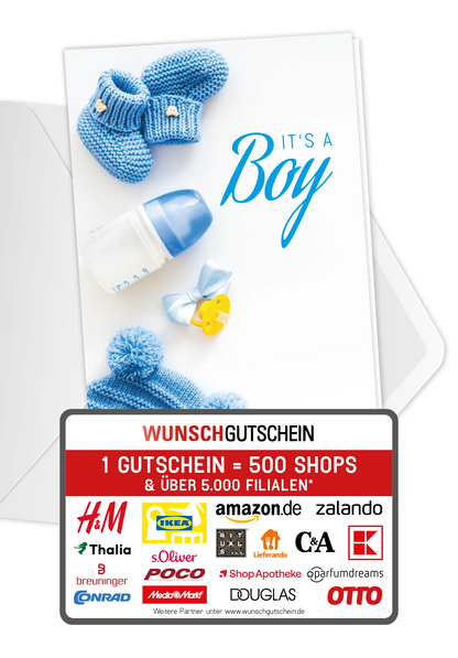 Wunschgutschein It's a Boy - Babyklamotten PDF – Geschenkgutschein Ansicht 1