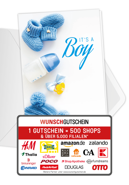 Wunschgutschein It's a Boy - Babyklamotten PDF – Geschenkgutschein Ansicht 1