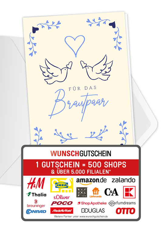 Wunschgutschein Für das Brautpaar - Tauben – Geschenkgutschein Ansicht 1
