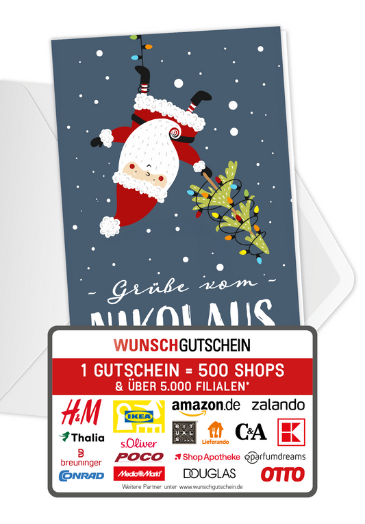 Wunschgutschein Grüße vom Nikolaus - Nikolaus Tanne – Geschenkgutschein Ansicht 1