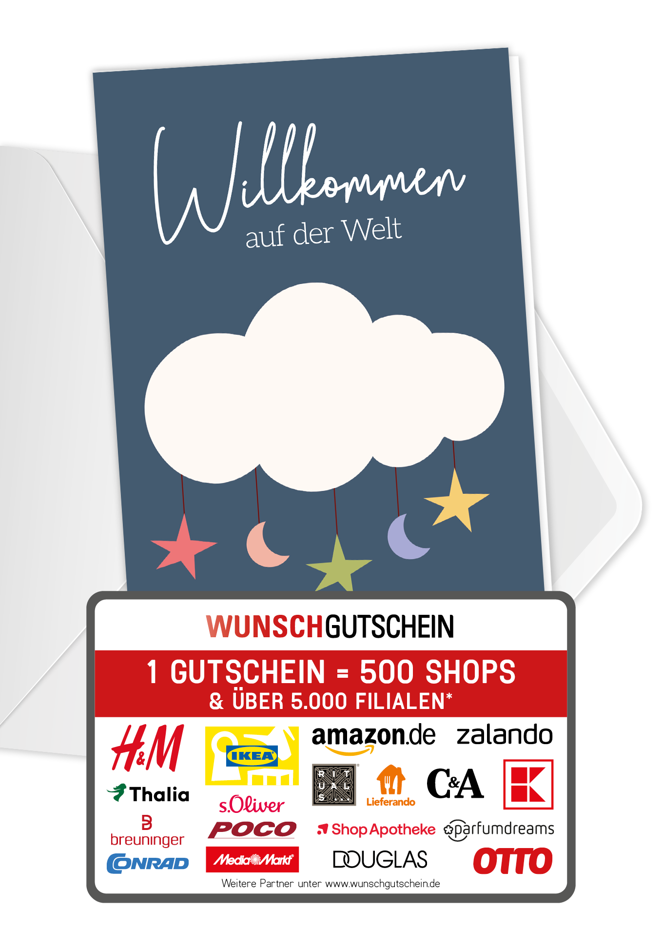 Wunschgutschein Willkommen auf der Welt - Wolke – Geschenkgutschein Ansicht 1
