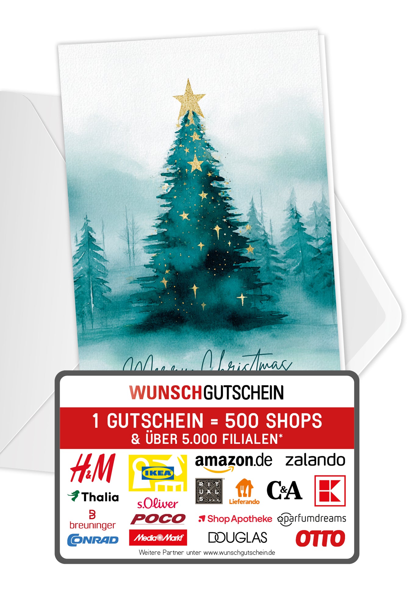 Frohe Weihnachten - Tannenbaum Aquarell Grün