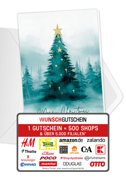 Frohe Weihnachten - Tannenbaum Aquarell Grün