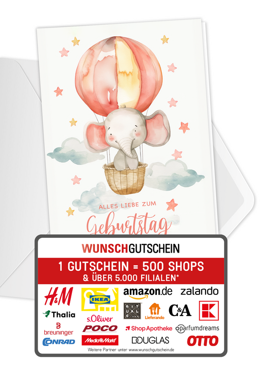 Wunschgutschein Alles Liebe - Elefant – Geschenkgutschein Ansicht 1