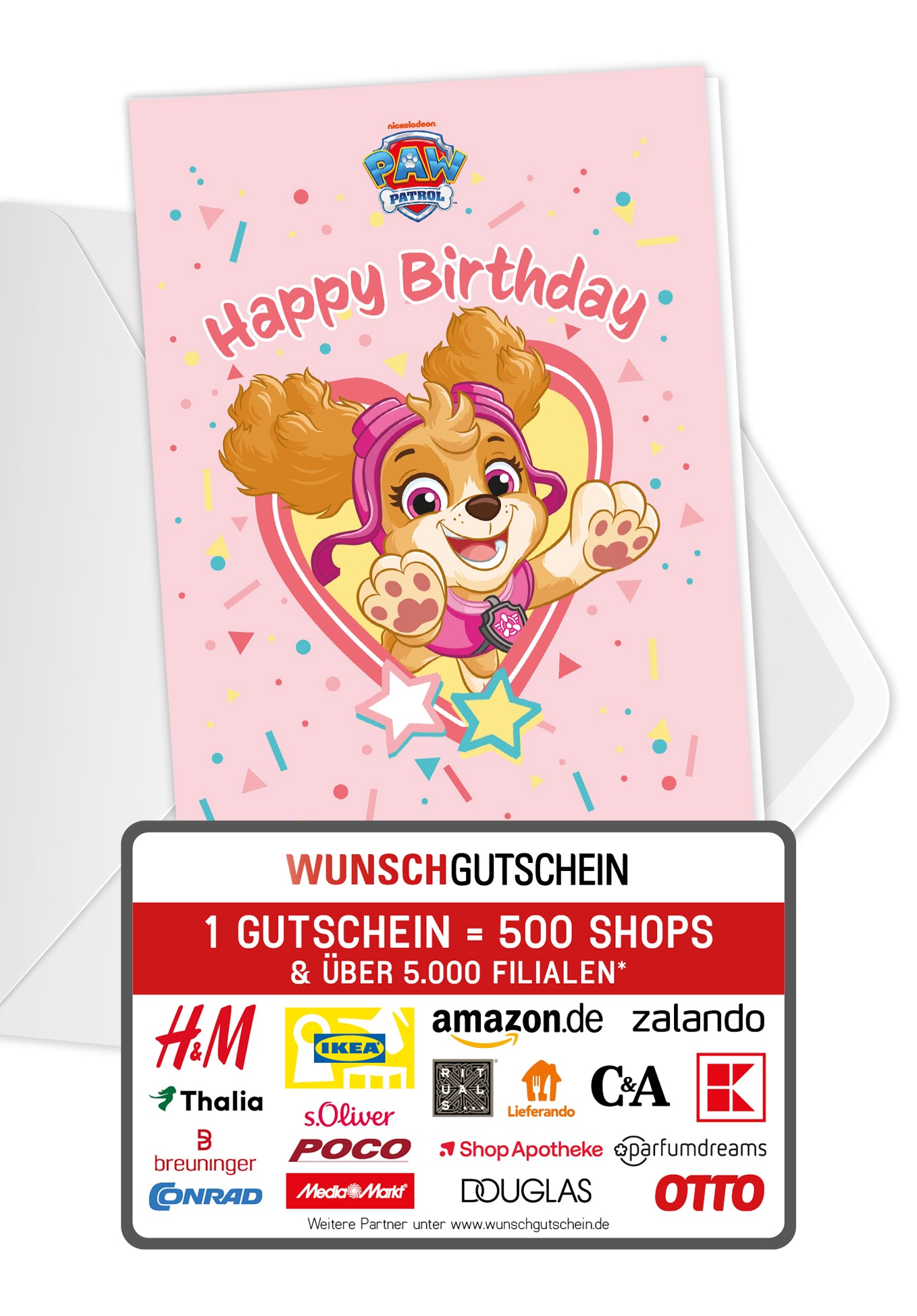 Wunschgutschein Paw Patrol - Happy Birthday - Pink – Geschenkgutschein Ansicht 1